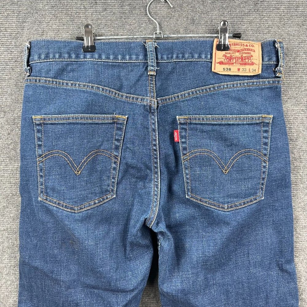 Levis 538 Jeans Mens 33 Blue Western Straight Workwear Outdoor Denim Comfort - Picture 6 of 12